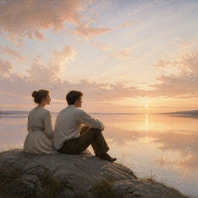 portrait of two people together — Luminism Art Style