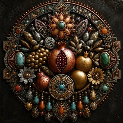 still life arrangement of fruits and flowers