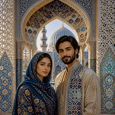 portrait of two people together — Islamic Architecture