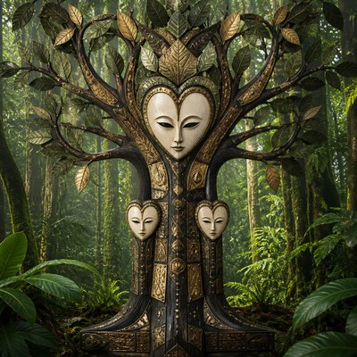 a tree in nature — Gabonese Art Style