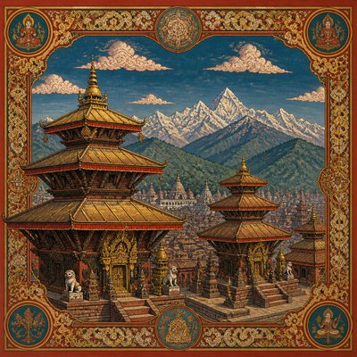 wide landscape with natural scenery — Nepali Art Style