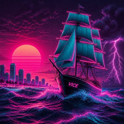 sailing ship on a stormy sea