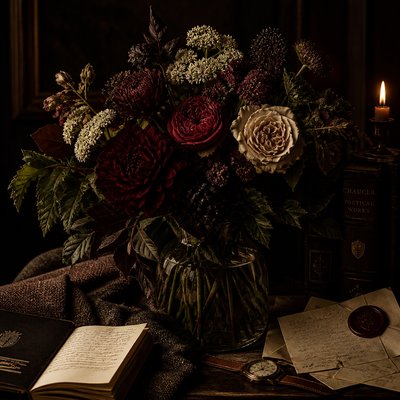 bouquet of flowers in a glass vase