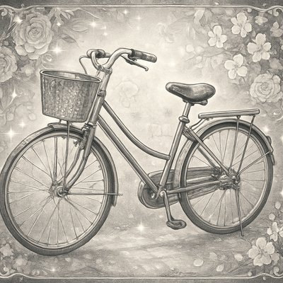 bicyle resting against a wall