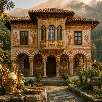house with front view — Bulgarian Art Style