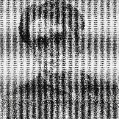 a black and white photo of a man with glasses