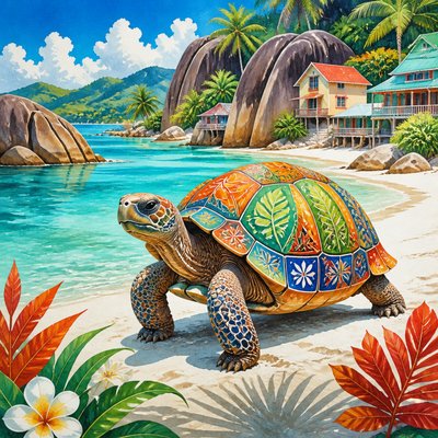 animal standing in natural pose — Seychellois Art Style