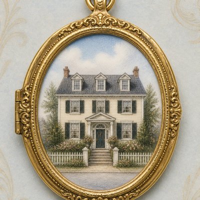 house with front view — Portrait Miniature Art Style