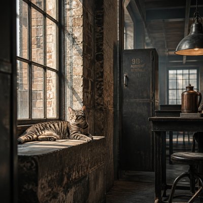 a cat lounging in a sunlit window