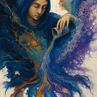 Mystic artist painting ethereal dreams