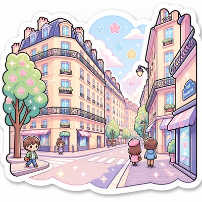 Kawaii Sticker Design Style Transfer Example