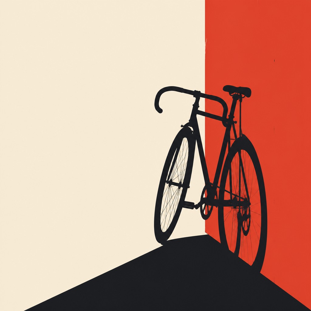 bicyle resting against a wall