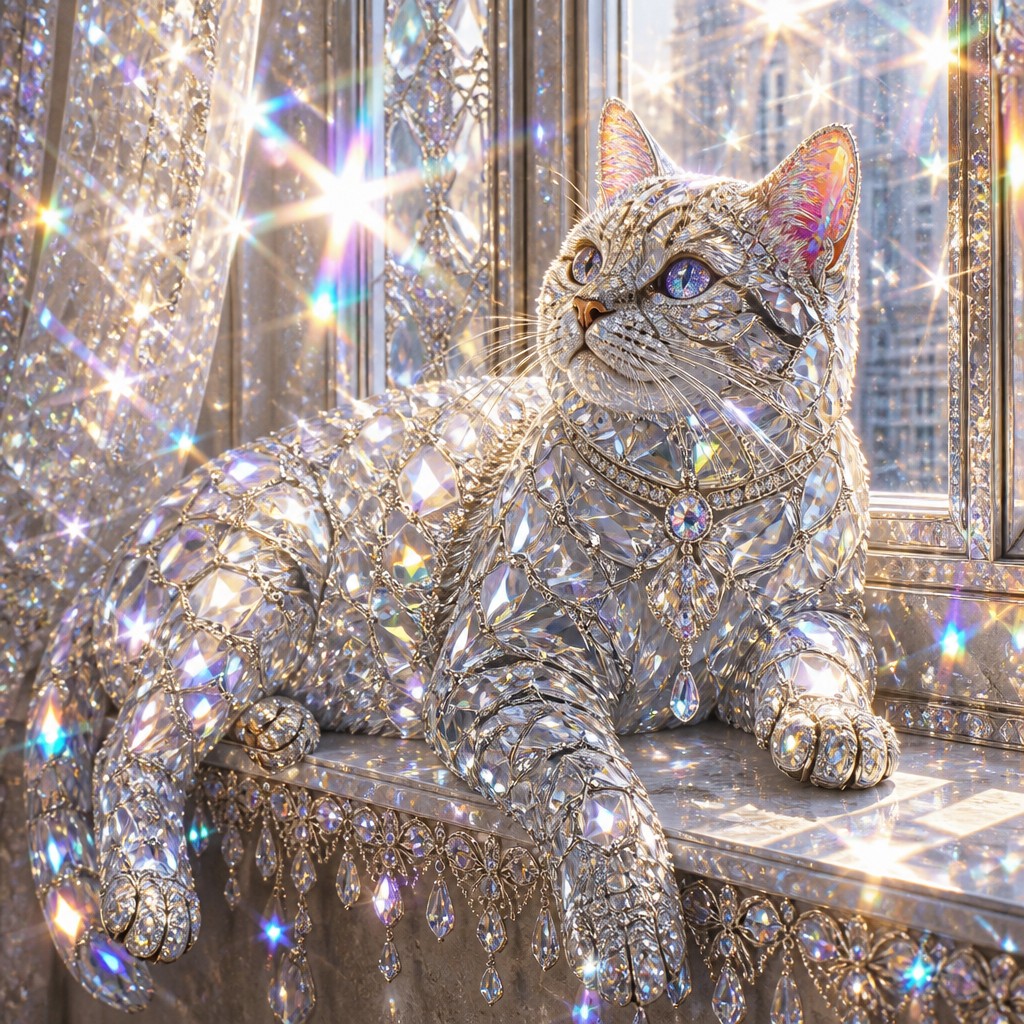 a cat lounging in a sunlit window — Crystal Jewelry Style