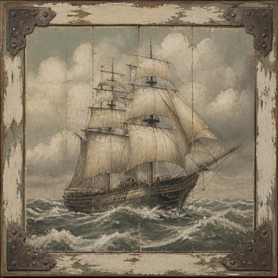 sailing ship on a stormy sea