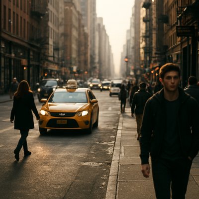 urban street with city activity