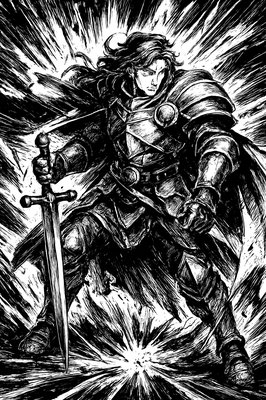 a painting of a man in armor holding a sword