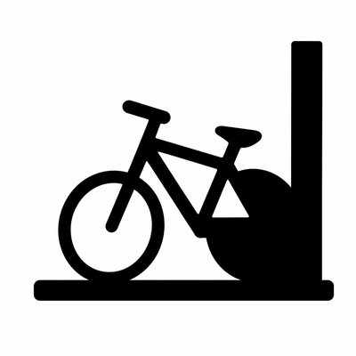 bicyle resting against a wall