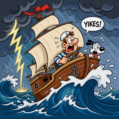 sailing ship on a stormy sea