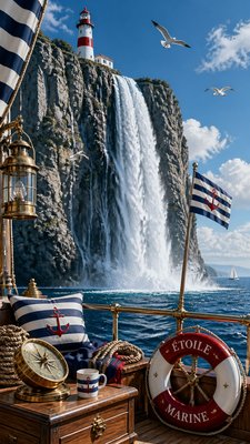 towering waterfall cascading down a cliff