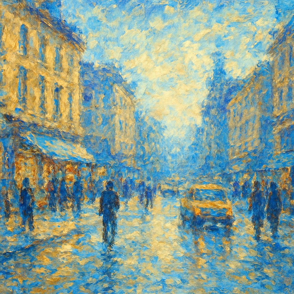 urban street with city activity