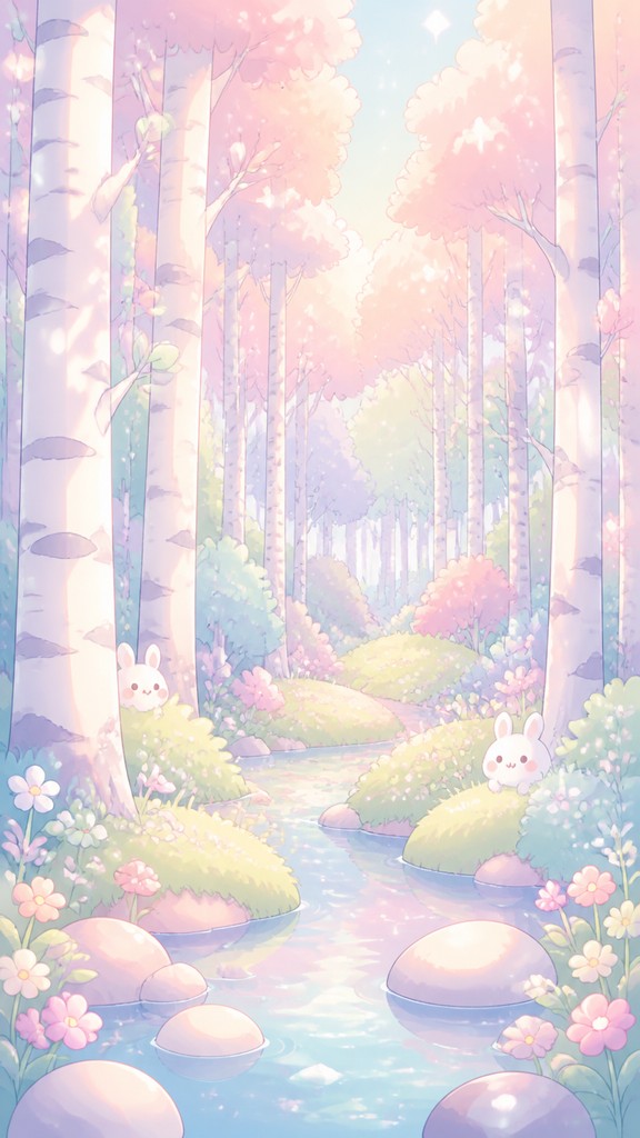 a serene birch forest in soft morning light, no people, no text