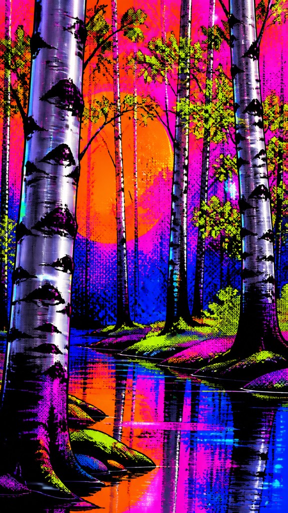 a serene birch forest in soft morning light, no people, no text