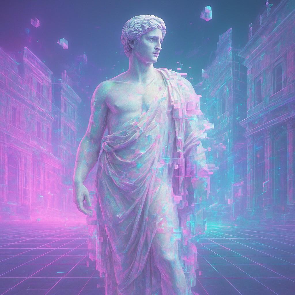 Vaporwave Marble Sculpture Style Transfer Example