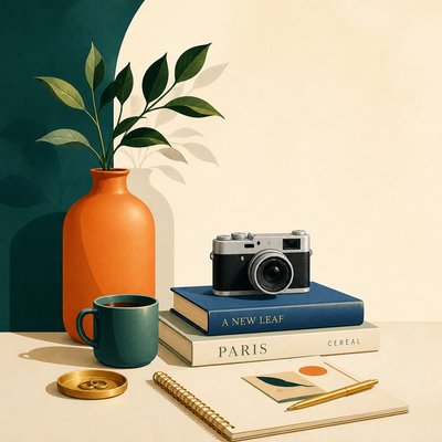 still life with everyday objects — Digital Illustration Portrait Style
