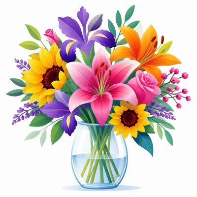 bouquet of flowers in a glass vase