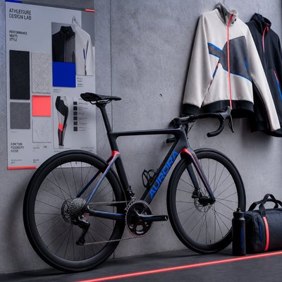bicyle resting against a wall