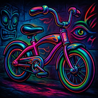bicyle resting against a wall