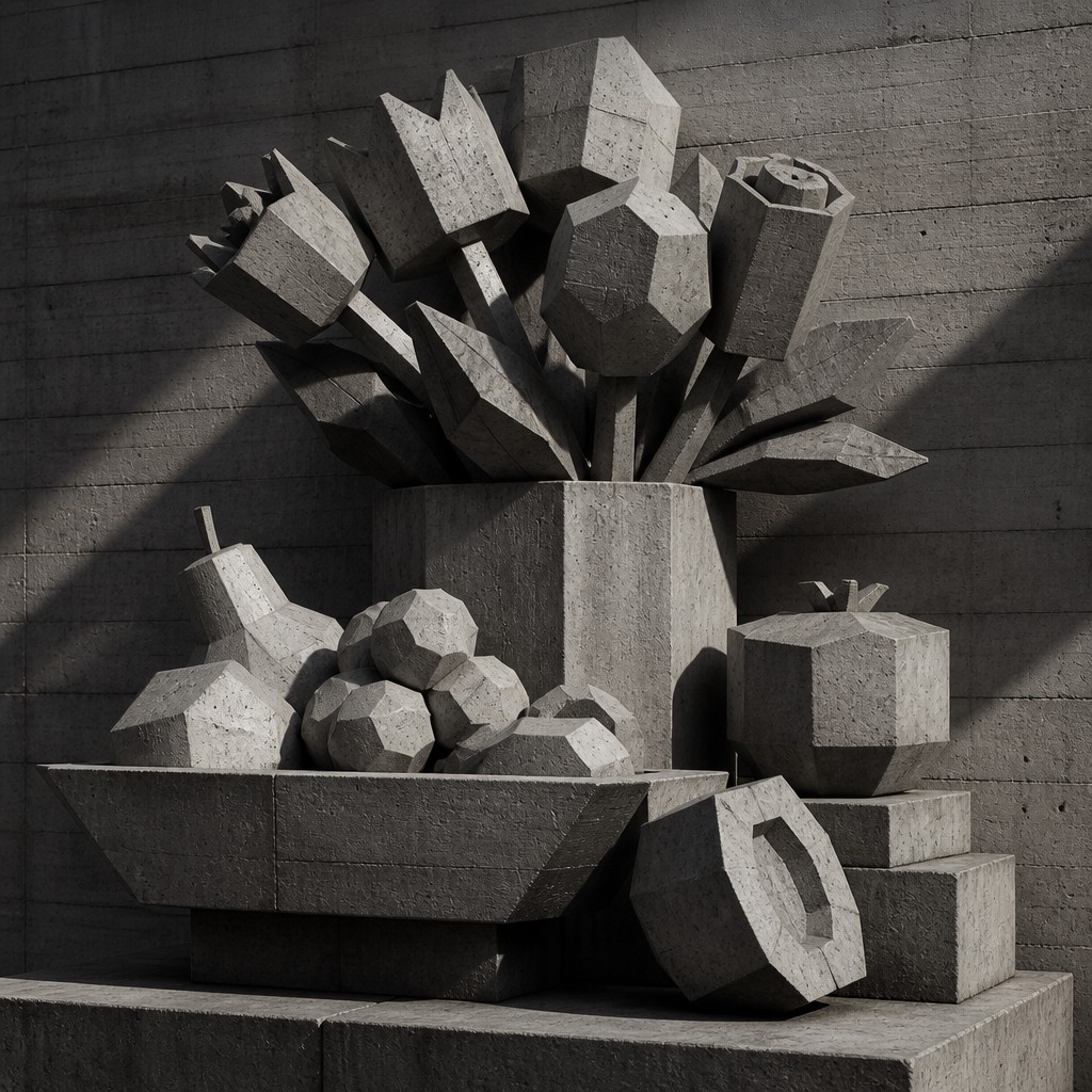 still life arrangement of fruits and flowers