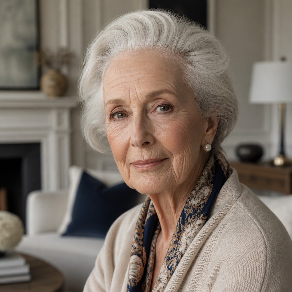 close-up portrait of an elderly person with expressive weathered features — Transitional Interior Design