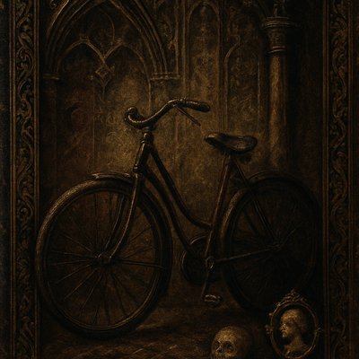 bicyle resting against a wall