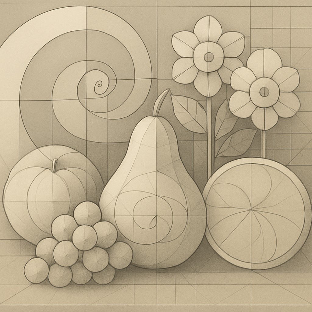 still life arrangement of fruits and flowers