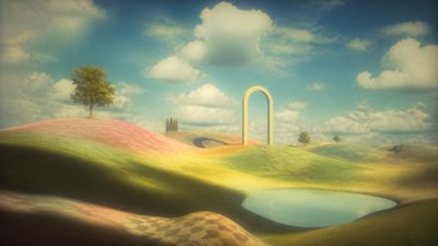 rolling hills with scattered trees under a big dramatic sky, no people