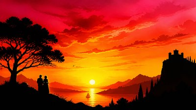 sweeping panoramic landscape with a dramatic sky