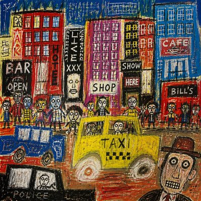urban street with city activity