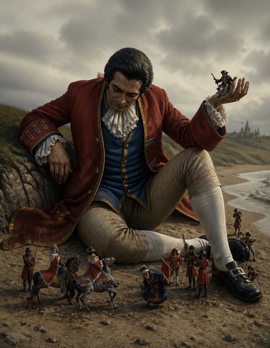 a painting of a man sitting on the ground