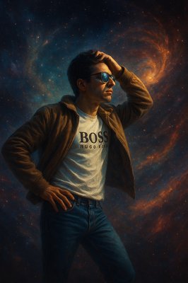 a painting of a man wearing sunglasses and a t - shirt