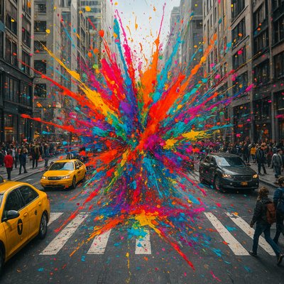 Busy urban city street