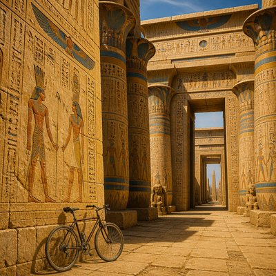bicyle resting against a wall — Ancient Egyptian Architecture