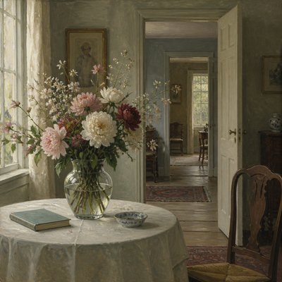 bouquet of flowers in a glass vase