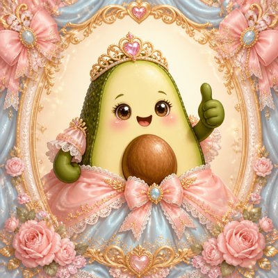 a happy avocado character giving a thumbs up, bold readable design on a plain background, no text