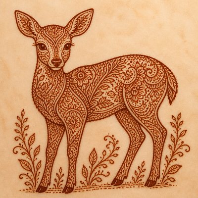 animal standing in natural pose — Henna Art Style