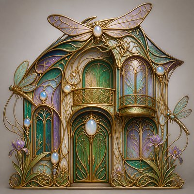 house with front view — Art Nouveau Jewelry Design