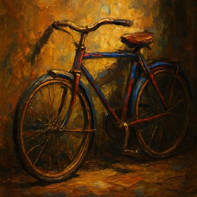bicyle resting against a wall