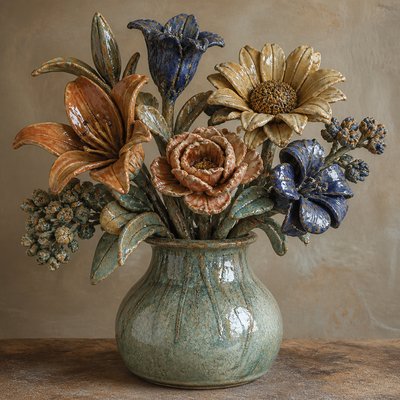 bouquet of flowers in a glass vase