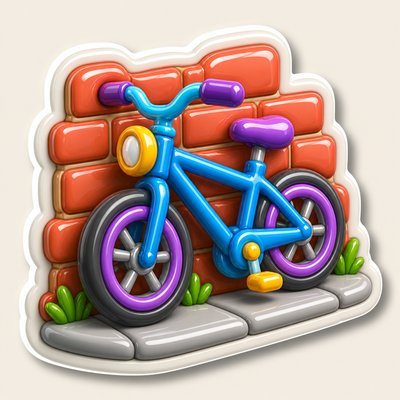 bicyle resting against a wall