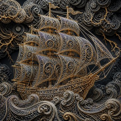 sailing ship on a stormy sea